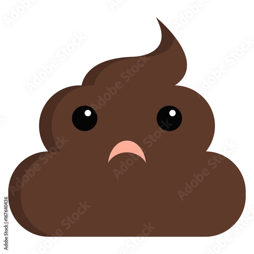 Worried face stinky poop shit emoji flat icon