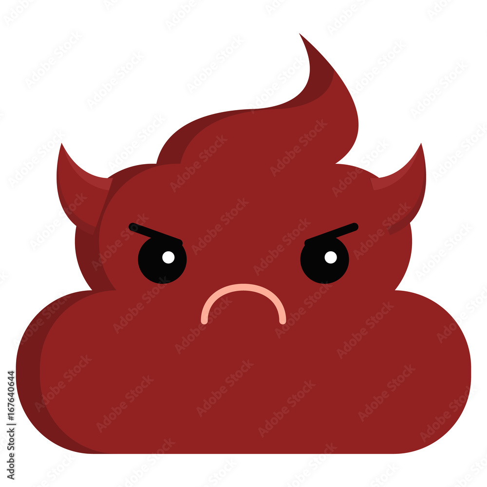 Smiling face with horns stinky poop shit emoji flat icon Smiling face with horns stinky poop shit emoji flat icon