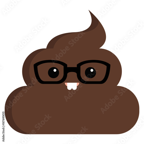 Nerd Face stinky poop shit emoji flat icon