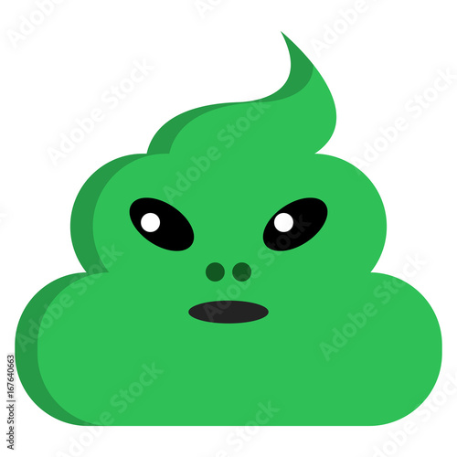 Alien face stinky poop shit emoji flat icon