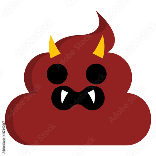 Ogre face stinky poop shit emoji flat icon