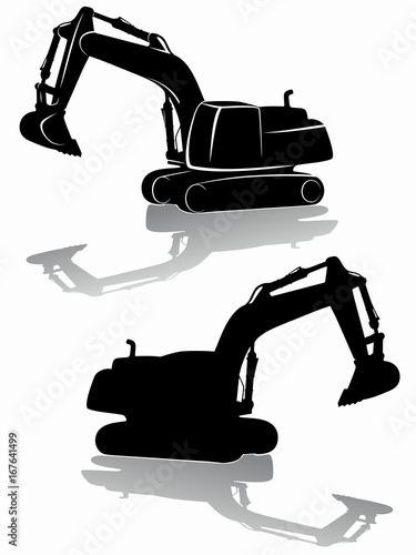silhouette of a excavator. vector drawing