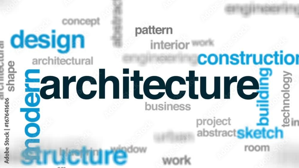 Architecture animated word cloud, text design animation. Architecture animated word cloud, text design animation.