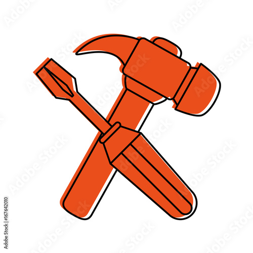 screwdriver and hammer tools icon image vector illustration design 