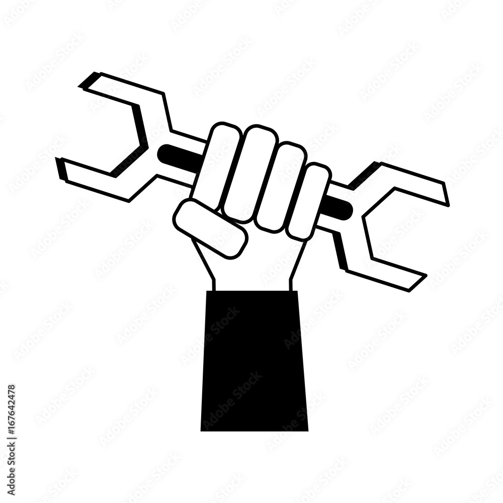 hand holding wrench tool icon image vector illustration design hand holding wrench tool icon image vector illustration design