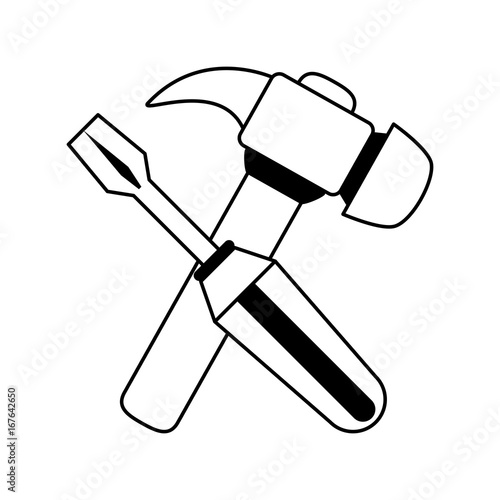 screwdriver and hammer tools icon image vector illustration design 