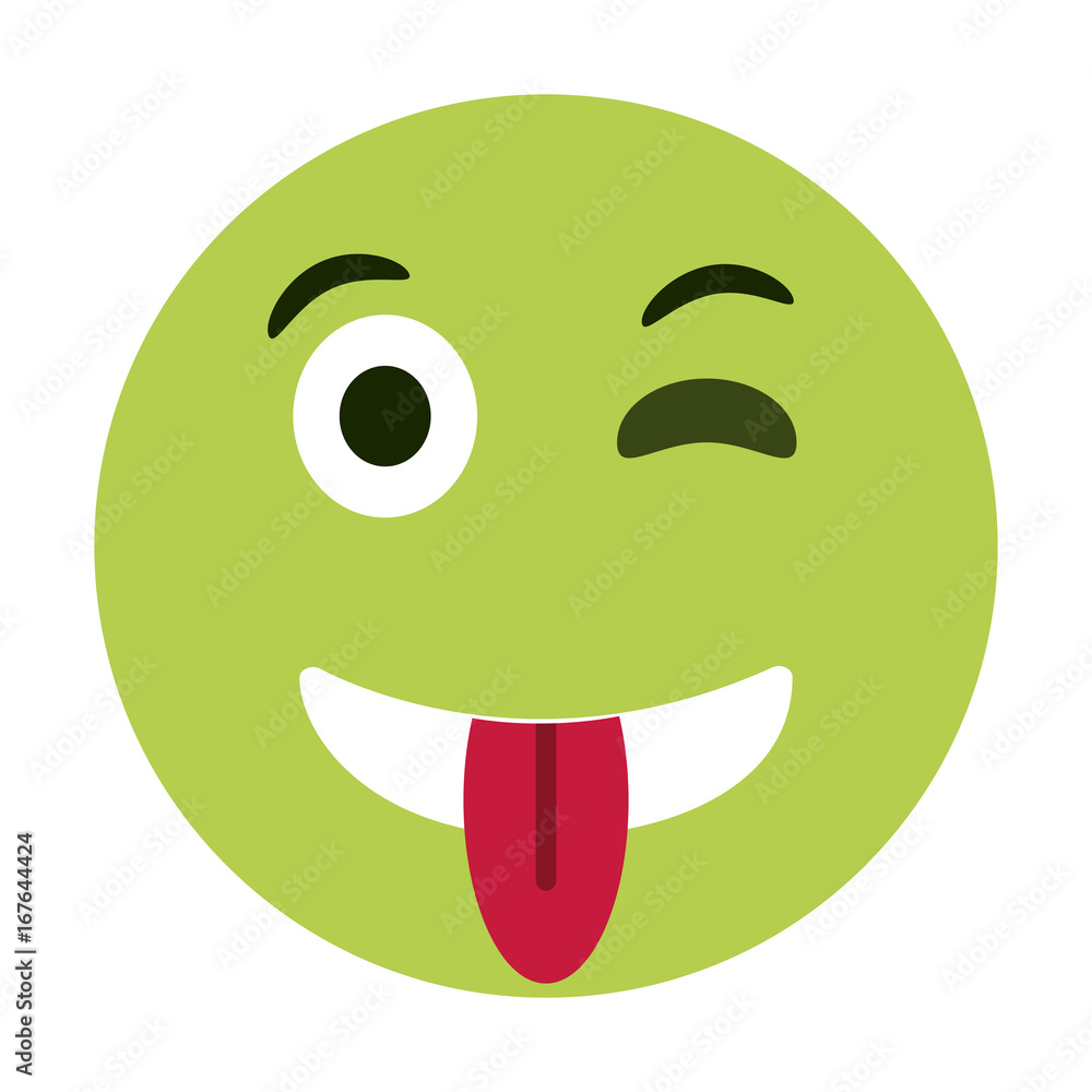Fototapeta premium wink smile tongue out emoji icon image vector illustration design 