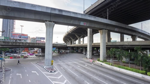 Bangna, Bangkok Thailand traffic intersection transport in daylight time lapse photo