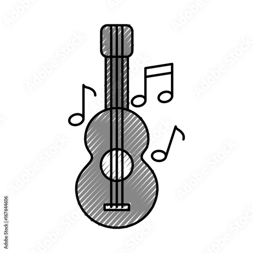 acoustic guitar with music notes vector illustration design