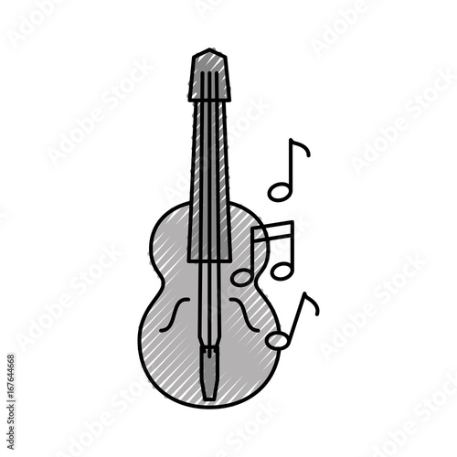 acoustic guitar with music notes vector illustration design