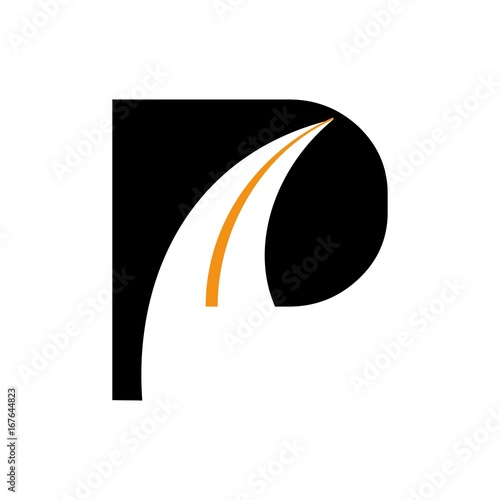 letter P and way symbol logo vector.