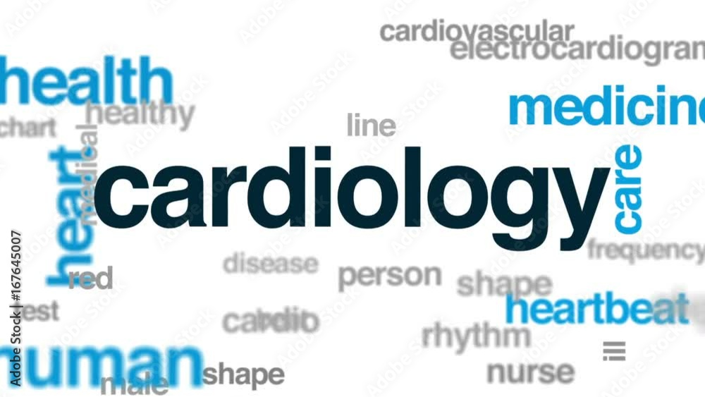 Cardiology animated word cloud, text design animation. Cardiology animated word cloud, text design animation.