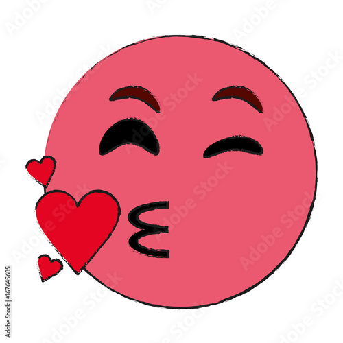 flirty heart kiss emoji icon image vector illustration design 