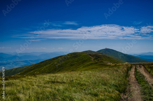 Background landscape with Ukrainian Carpathian Mountains in the Pylypets