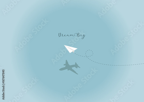 Vector Paper Plane Dream Big Simple Abstract Background