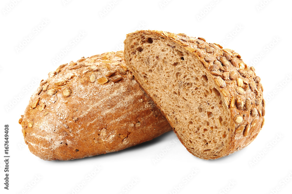 Tasty loaf of bread on white background Tasty loaf of bread on white background