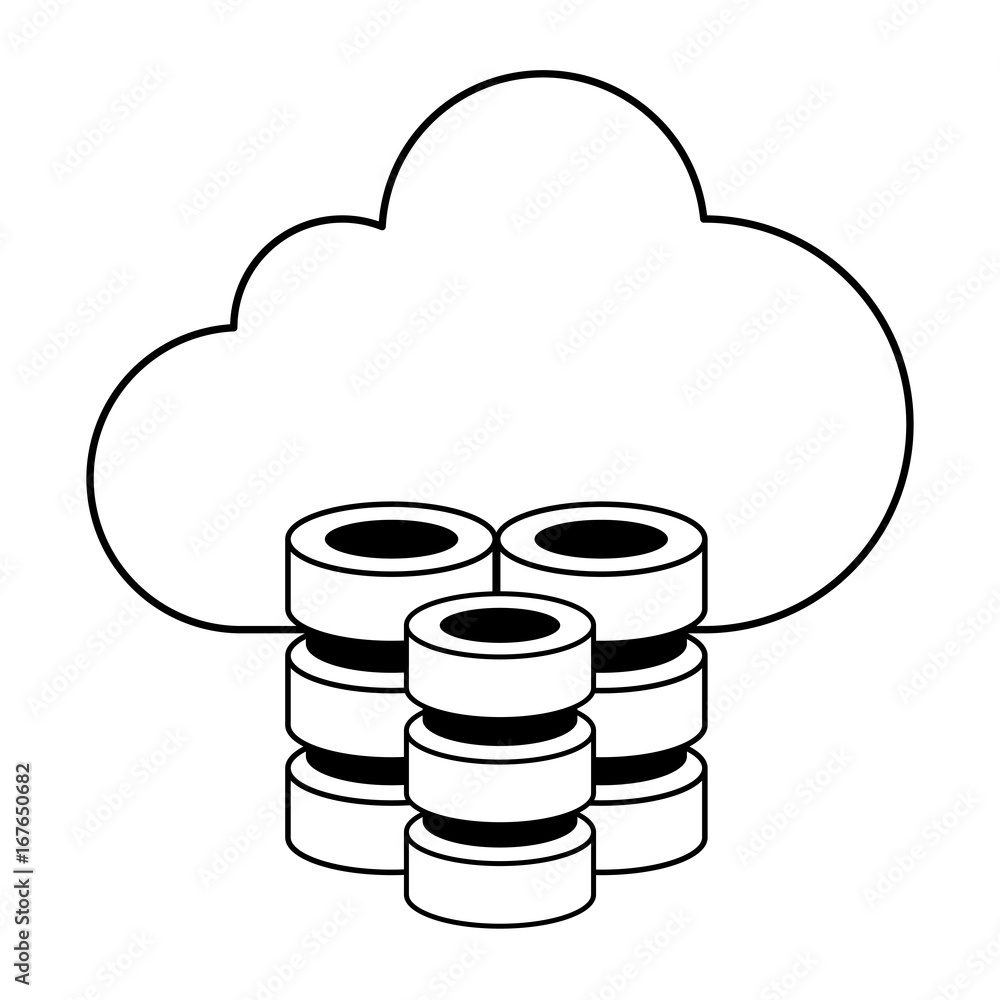 cloud storage with databases icon image vector illustration design cloud storage with databases icon image vector illustration design