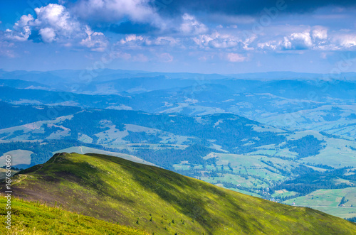 Background landscape with Ukrainian Carpathian Mountains in the Pylypets © thaarey1986