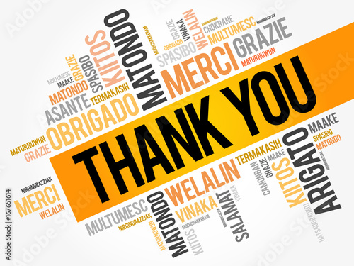Thank You word cloud in different languages, concept background