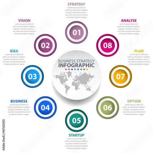 Business Infographics, global strategy design template illustration