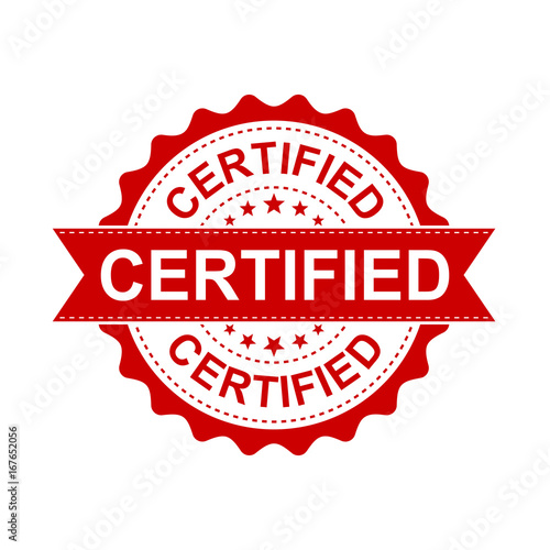 Certified grunge rubber stamp. Vector illustration on white background. Business concept certified stamp pictogram.