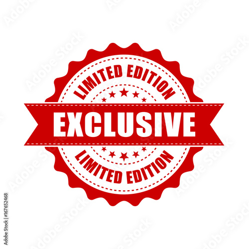 Exclusive grunge rubber stamp. Vector illustration on white background. Business concept exclusive limited edition stamp pictogram.