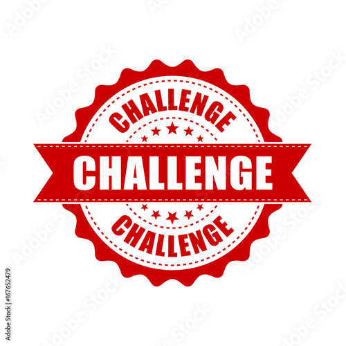 Challenge grunge rubber stamp. Vector illustration on white background. Business concept challenge stamp pictogram.