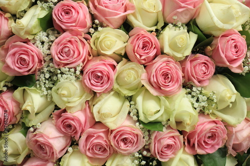 Pink and white wedding roses