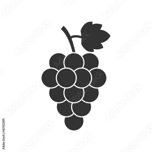Grape fruit with leaf icon. Vector illustration on white background. Business concept Bunch of wine grapevine pictogram.