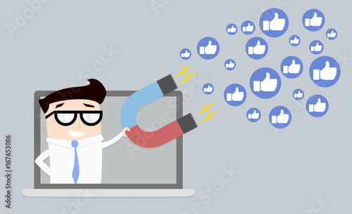 Businessman attracting likes