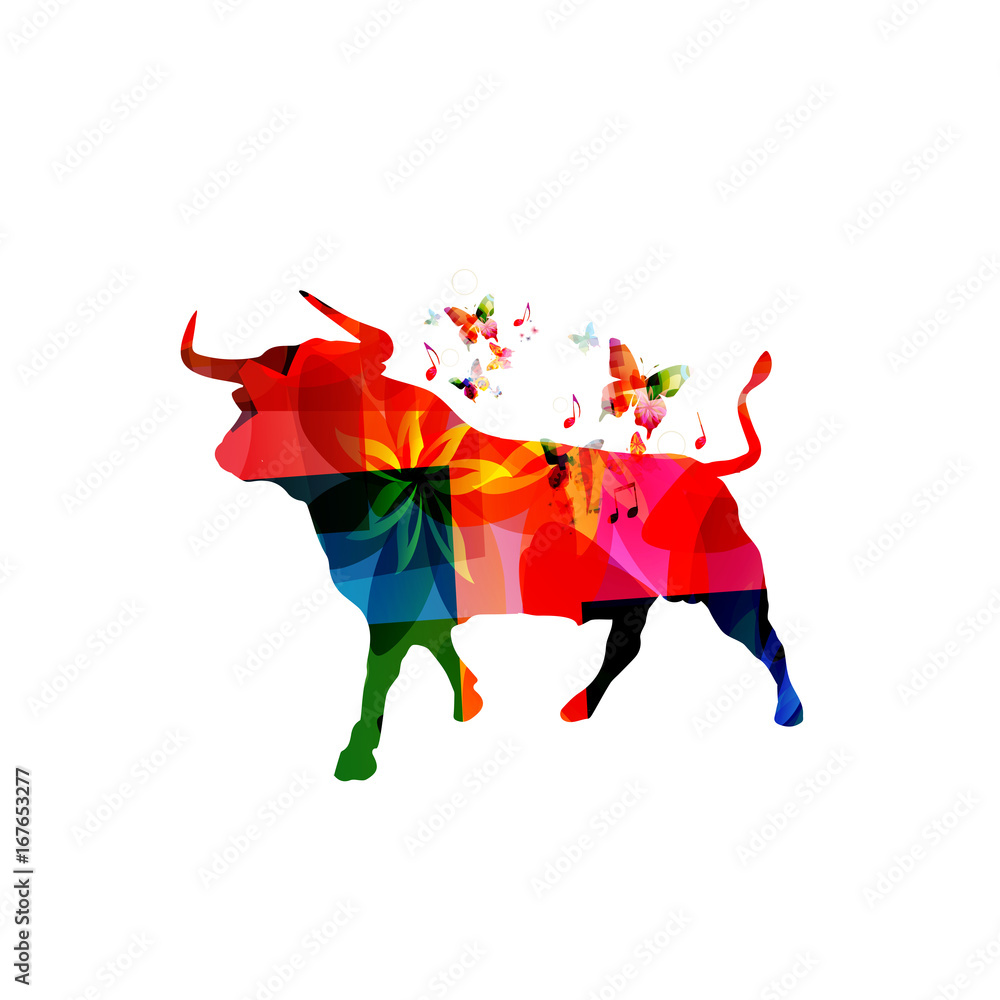 Bull vector illustration colorful design isolated Stock Vector | Adobe ...