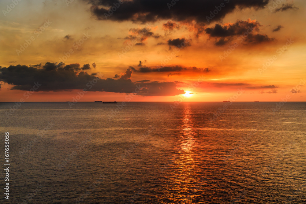 Dramatic Sunset at Sea