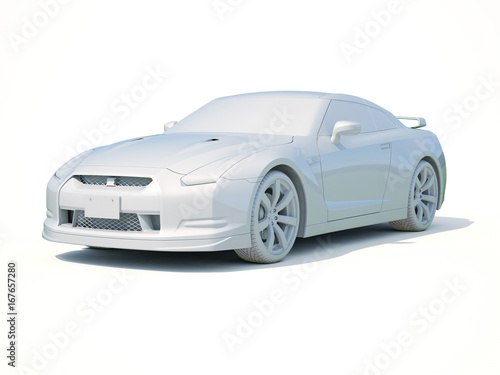 3d Car White Blank Template