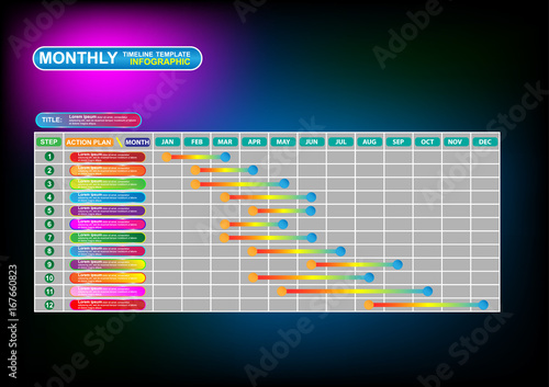 Business monthly timeline infographic template. Vector EPS10