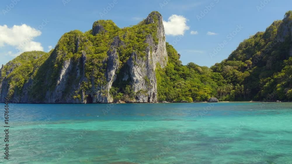 Beautiful lagoon with turquoise water and green islands. Somewhere in asia