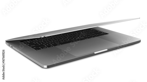 Laptop silver with a closed screen cover- isolated on white - high detailed, photo