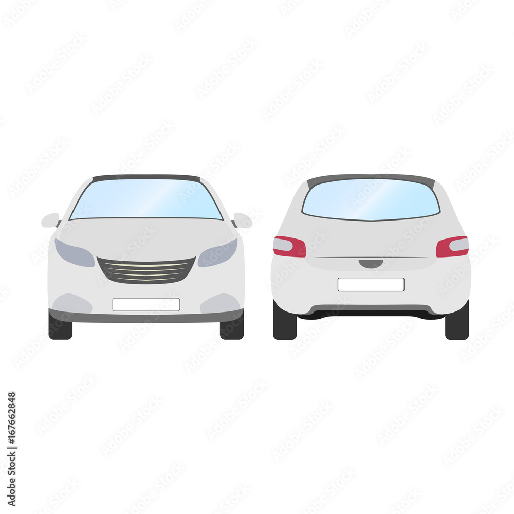 Car vector template on white background. Business hatchback isolated. white hatchback flat style.front and back view