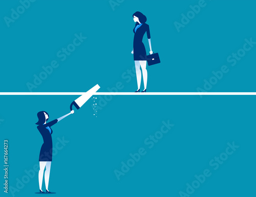 Business person is cutting. Concept business vector illustration.
