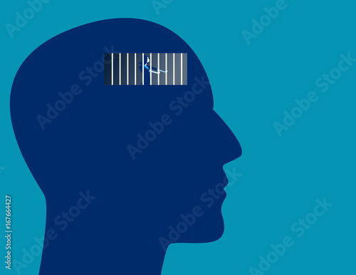 Concept prisoner of mind. Vector flat illustration.