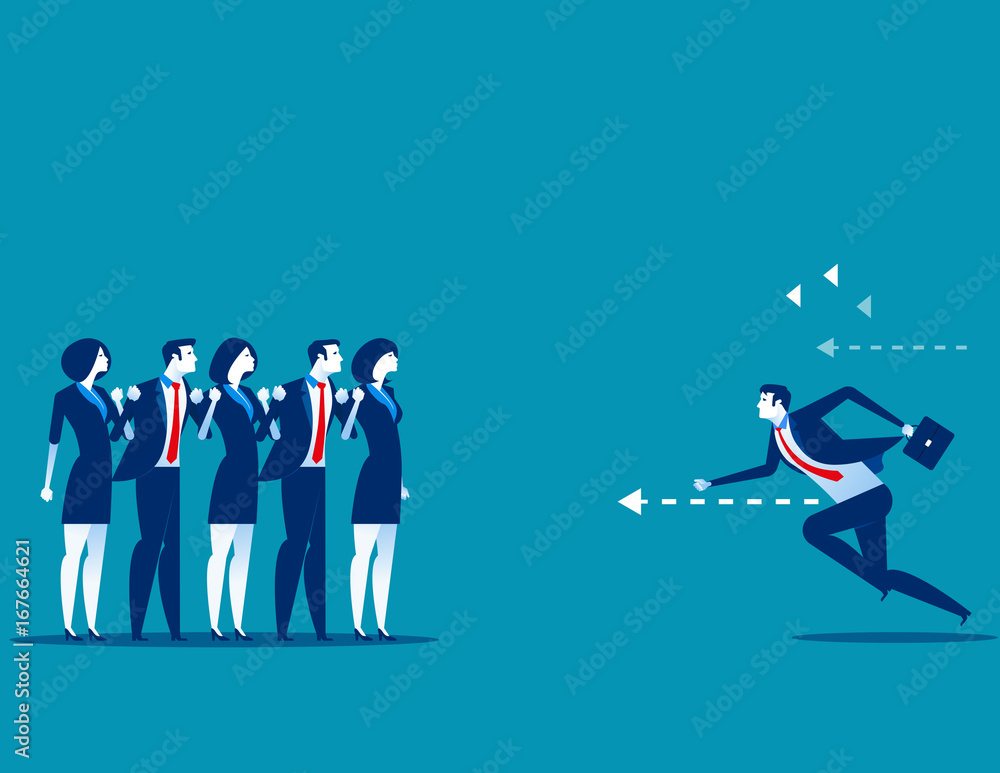 Businessman running right through to the goal. Concept business vector illustration. Businessman running right through to the goal. Concept business vector illustration.