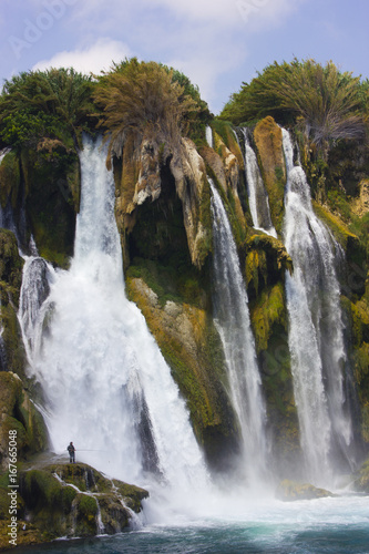 Duden waterfall in Antalya Turkey. Mediterranean sea. Travelling.