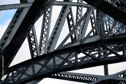 Low Angle View of Steel Bridge Structure