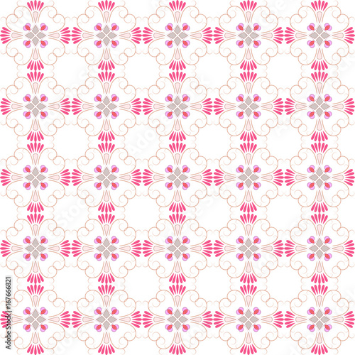 Abstract floral pink of wavy line on white background
