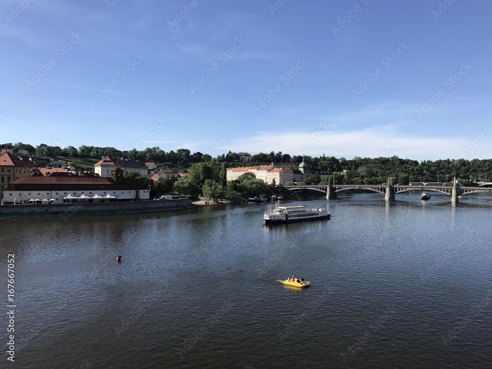 View from the charles bridge over the vltava river