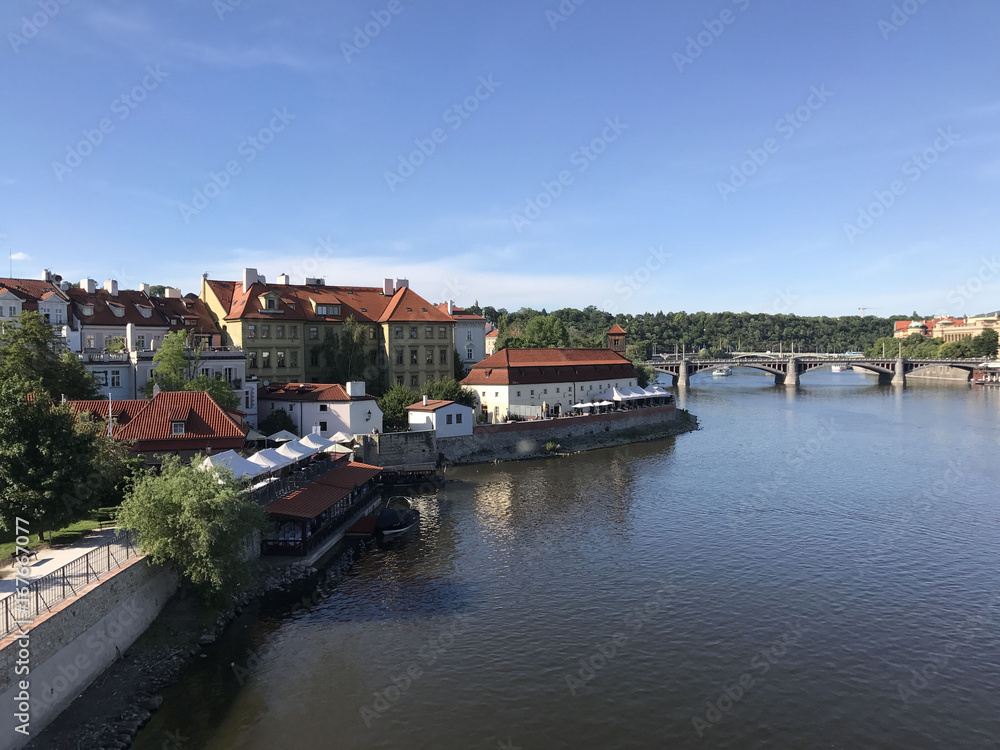 View from the charles bridge over the vltava river