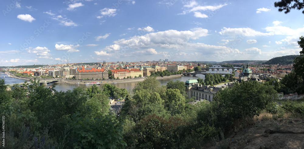 Panorama view from Letna Park at the Vltava River