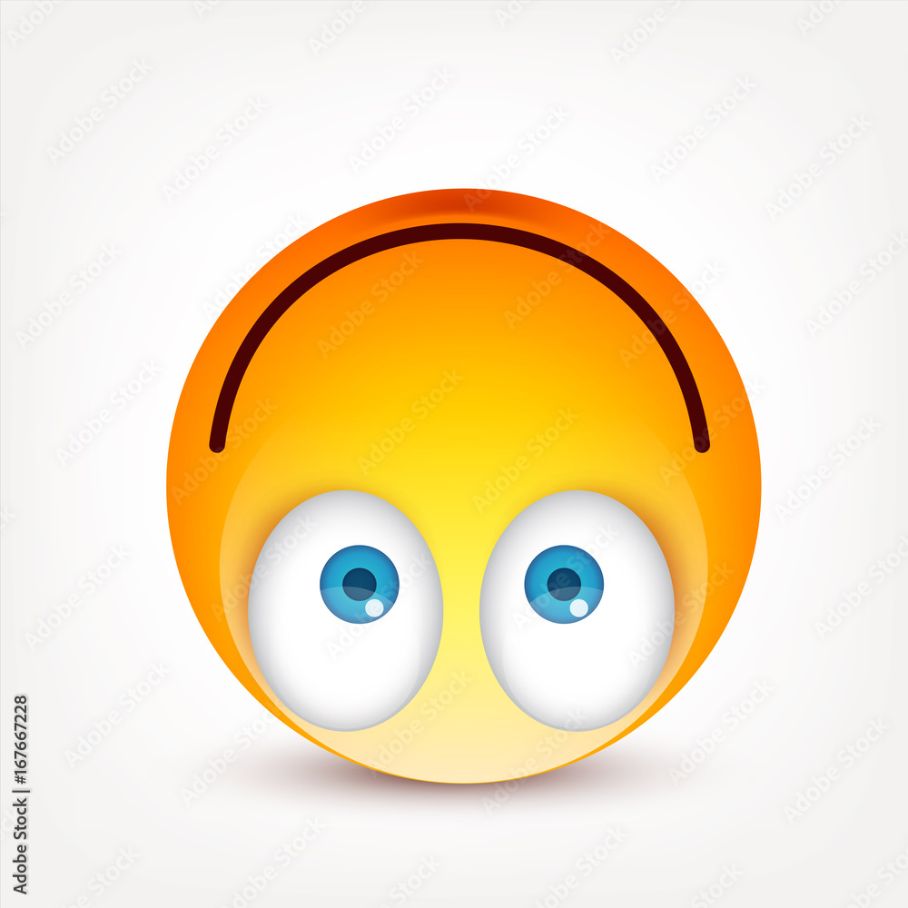 Smiley with blue eyes,emoticon. Yellow face with emotions. Facial expression. 3d realistic emoji. Sad,happy,angry faces.Funny cartoon character.Mood.Vector illustration. Smiley with blue eyes,emoticon. Yellow face with emotions. Facial expression. 3d realistic emoji. Sad,happy,angry faces.Funny cartoon character.Mood.Vector illustration.