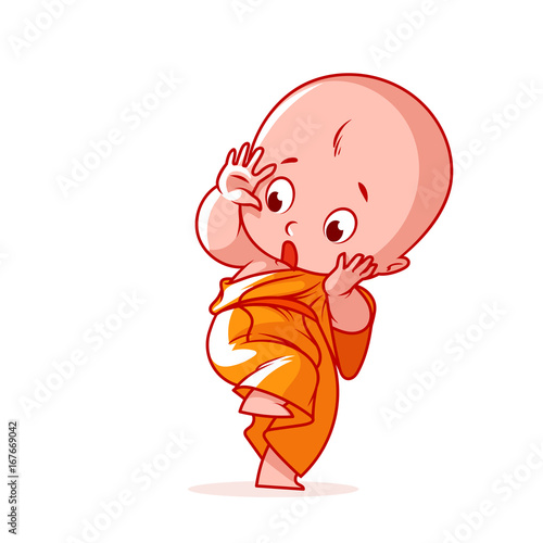 Scared little monk.