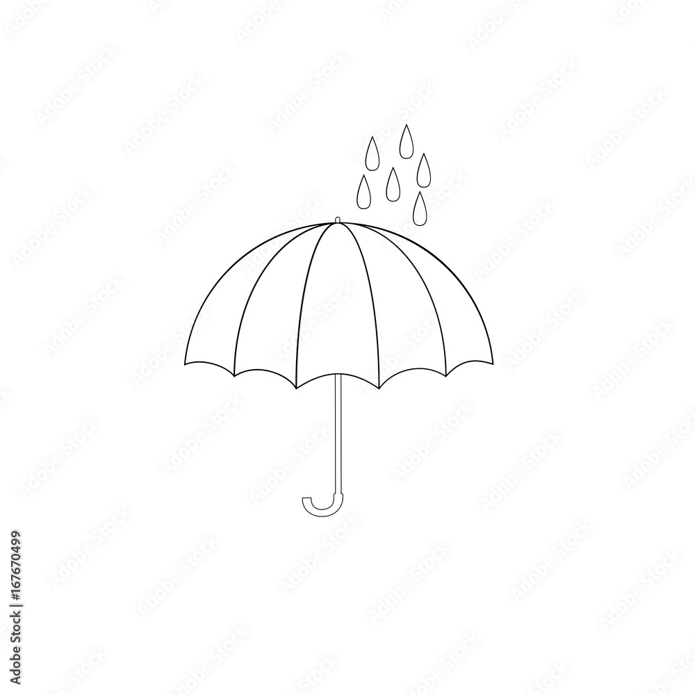Umbrella and rain silhouette