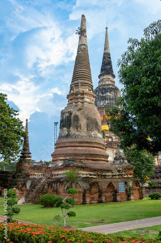 Low Angle View of Old Traditional Stupa in Ayutthaya